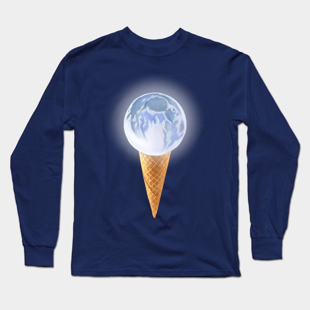 Moon Scoop Icecream Cone Long Sleeve T-Shirt by Art by Deborah Camp